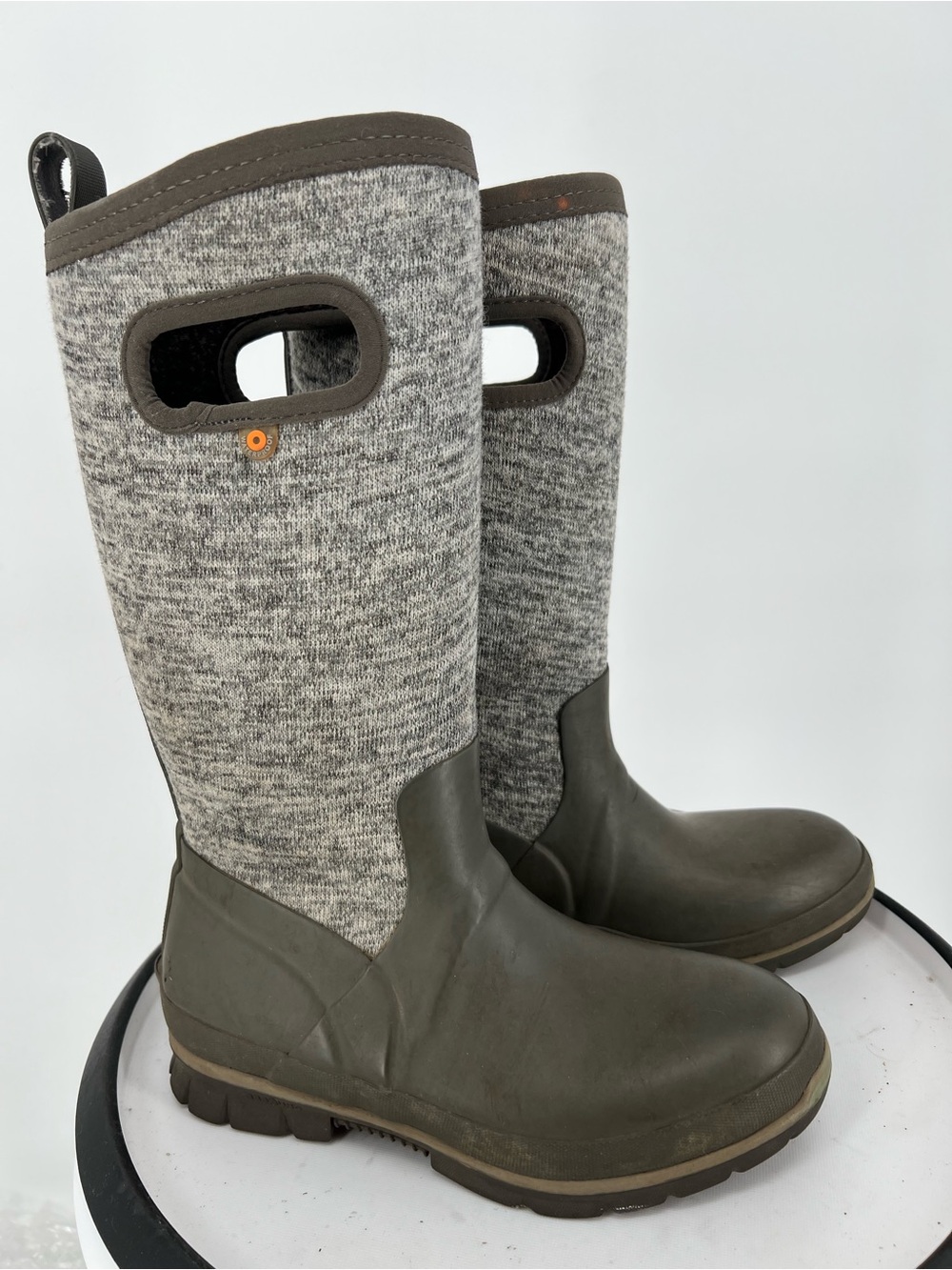 Bogs Olive Green and Heather Gray Tall Knit‎ Waterproof Boots
